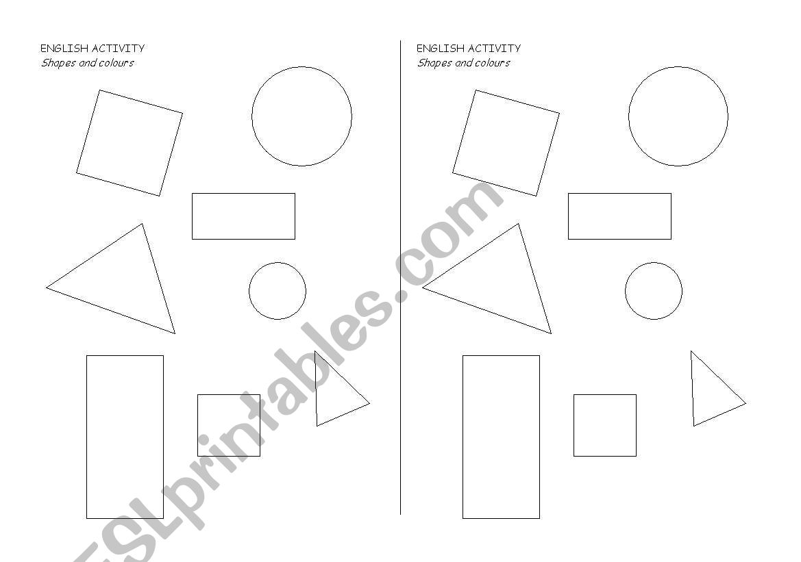 Oral game shapes and colours worksheet