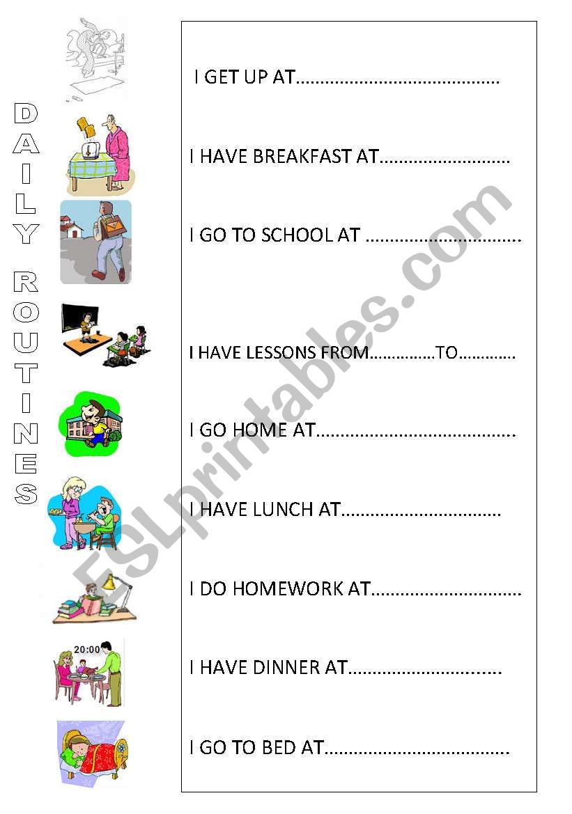 Daily routines worksheet