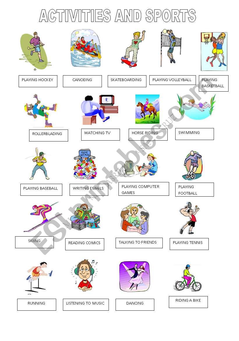 ACTIVITIES AND SPORTS worksheet