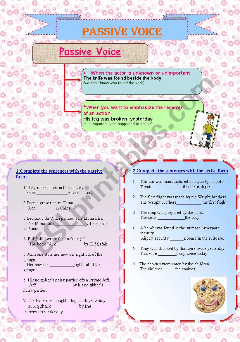 PASSIVE  and ACTIVE VOICE worksheet