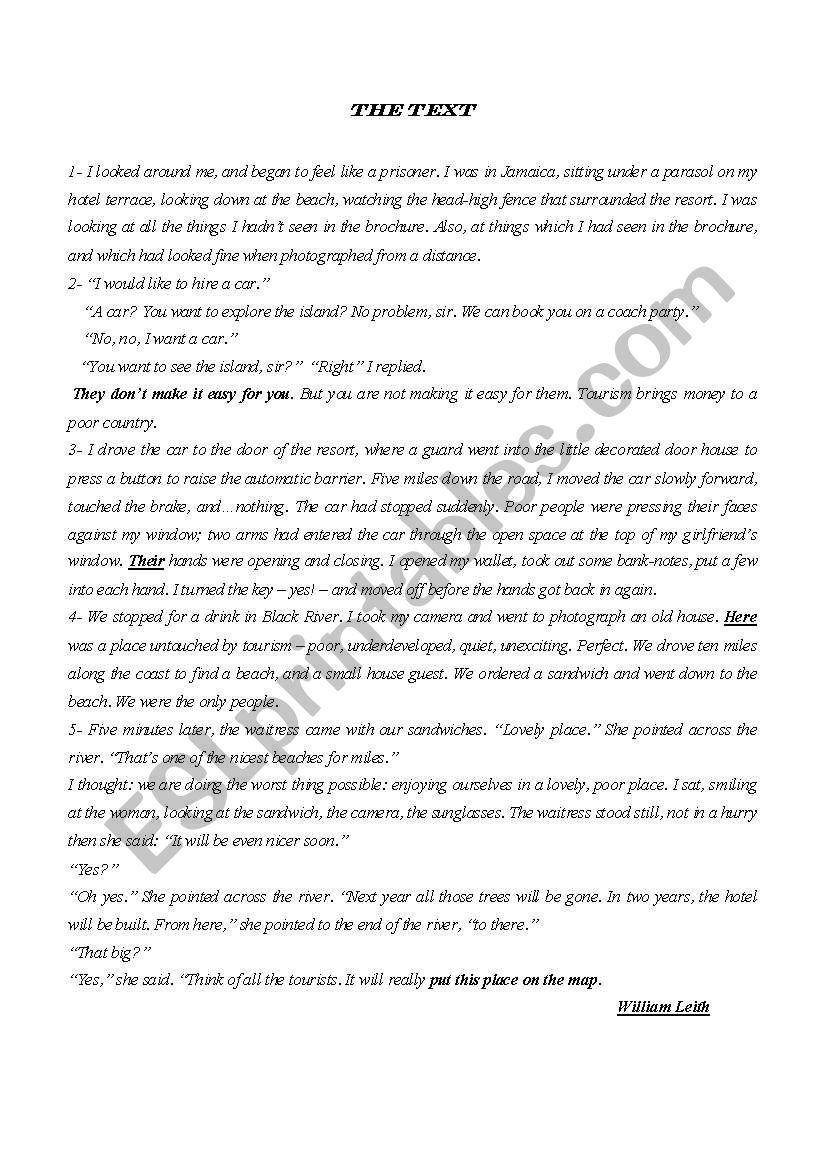holidaying worksheet
