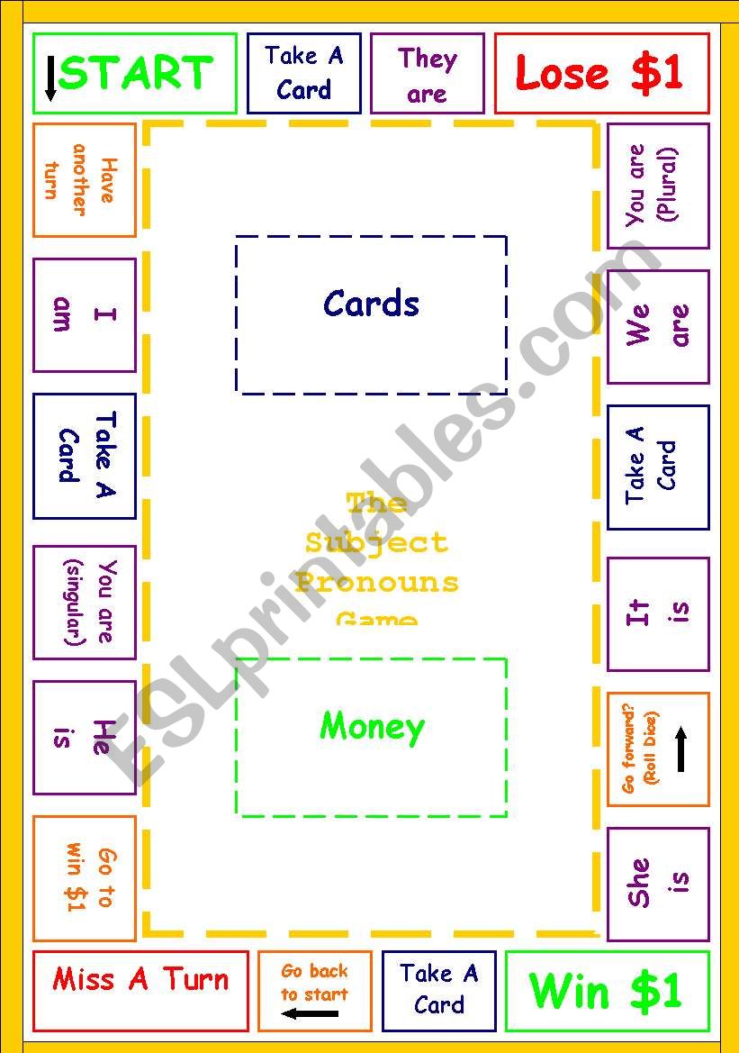 The Subject Pronouns Board Game (black & white & colour versions)