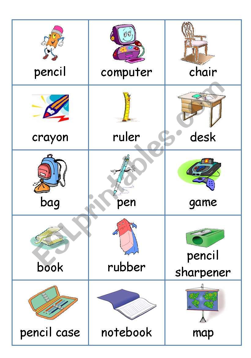 Flash-cards - School worksheet