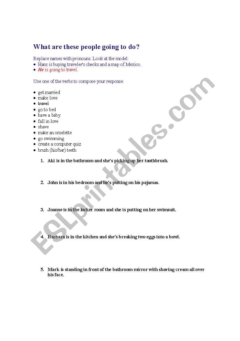 BE GOING TO worksheet