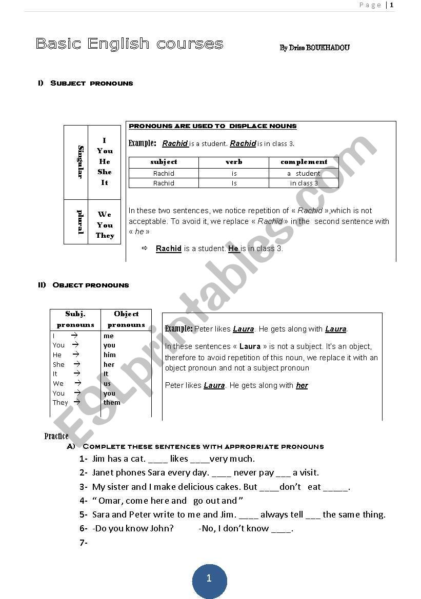 basic grammar worksheet