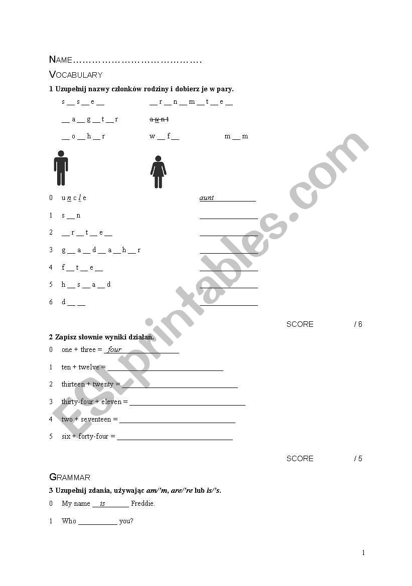 test worksheet