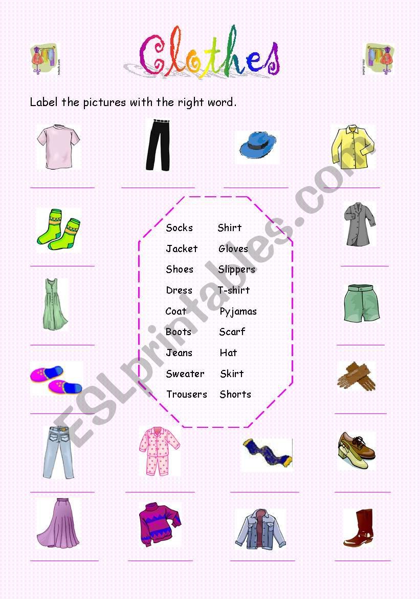 Clothes worksheet