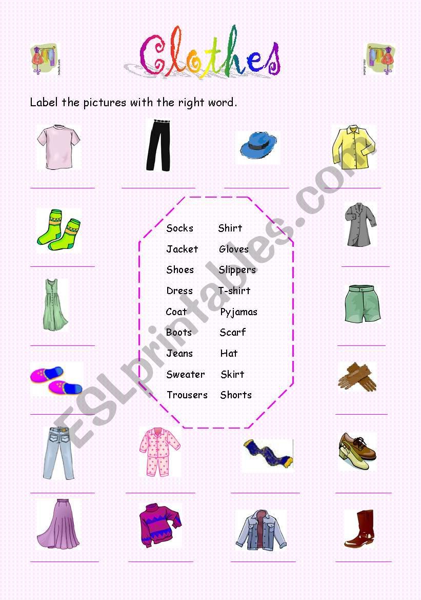 Clothes worksheet