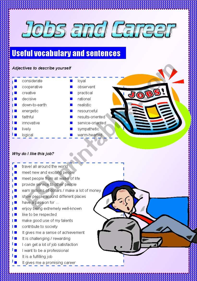 JOBS AND CAREER useful vocabulary and expressions