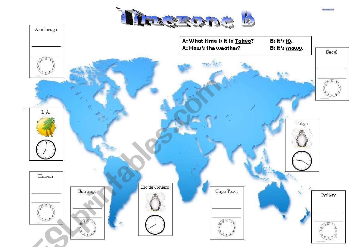 Timezone B worksheet