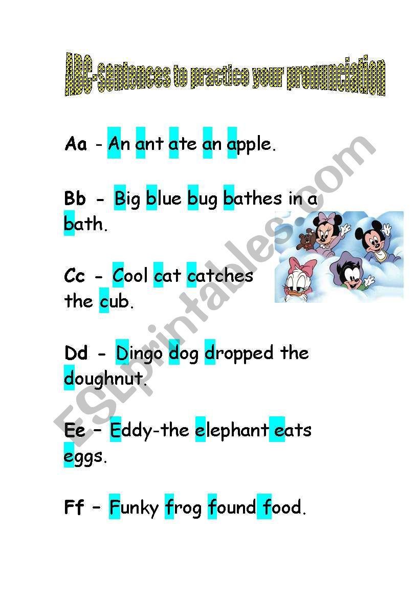 ABC-sentences to practice pronunciation
