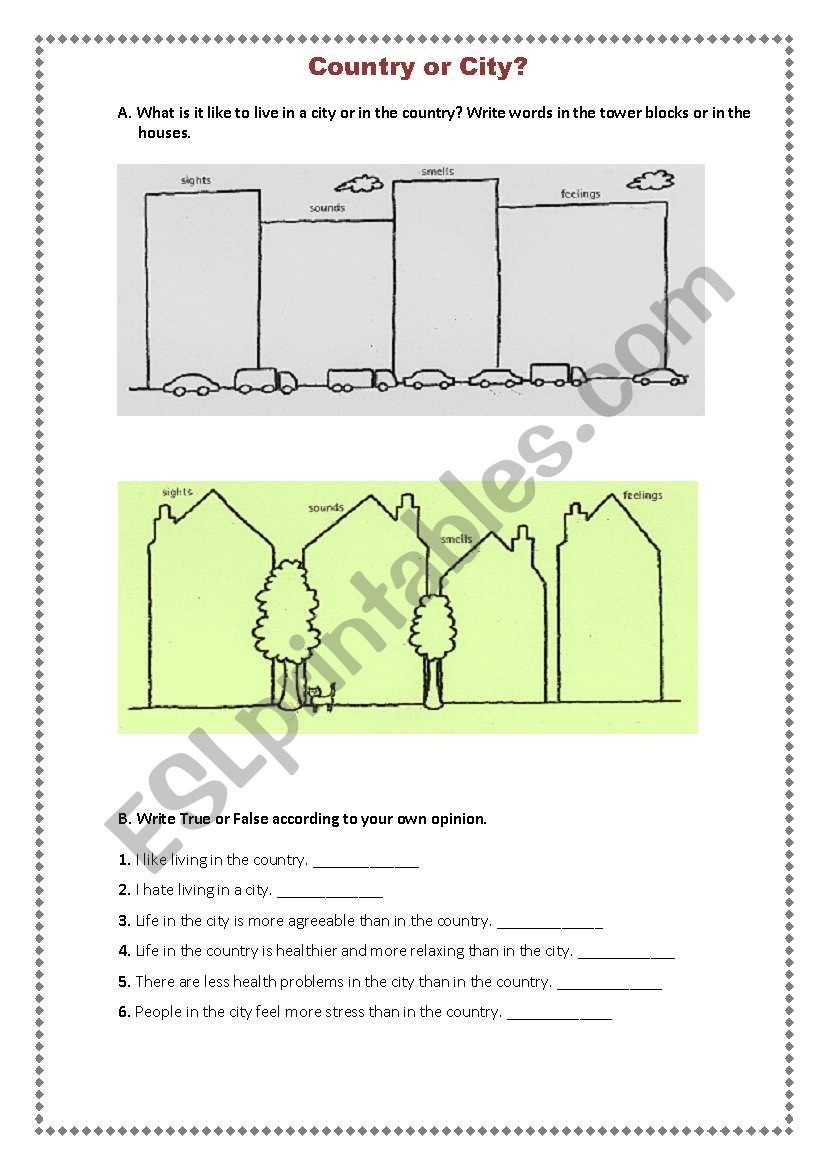 country or city worksheet