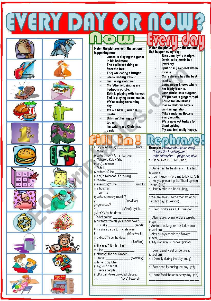 Every day or now? worksheet