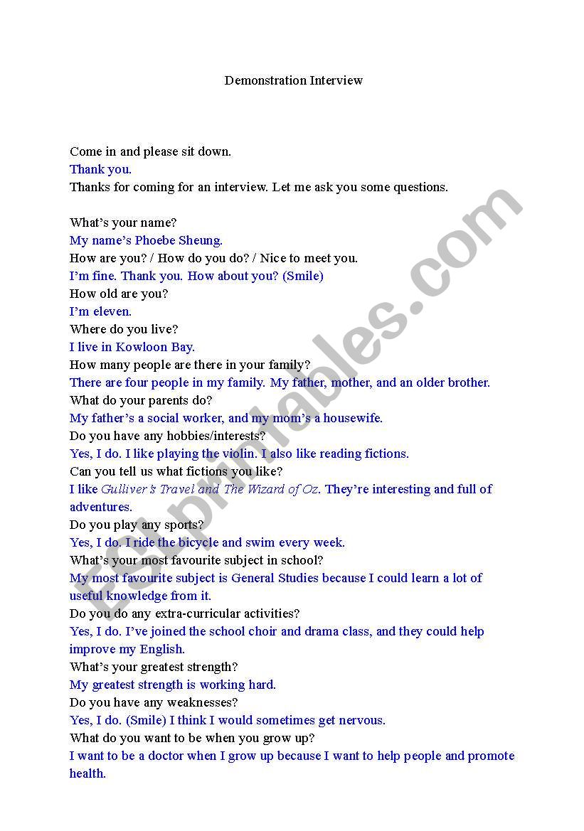 P6 Interview worksheet