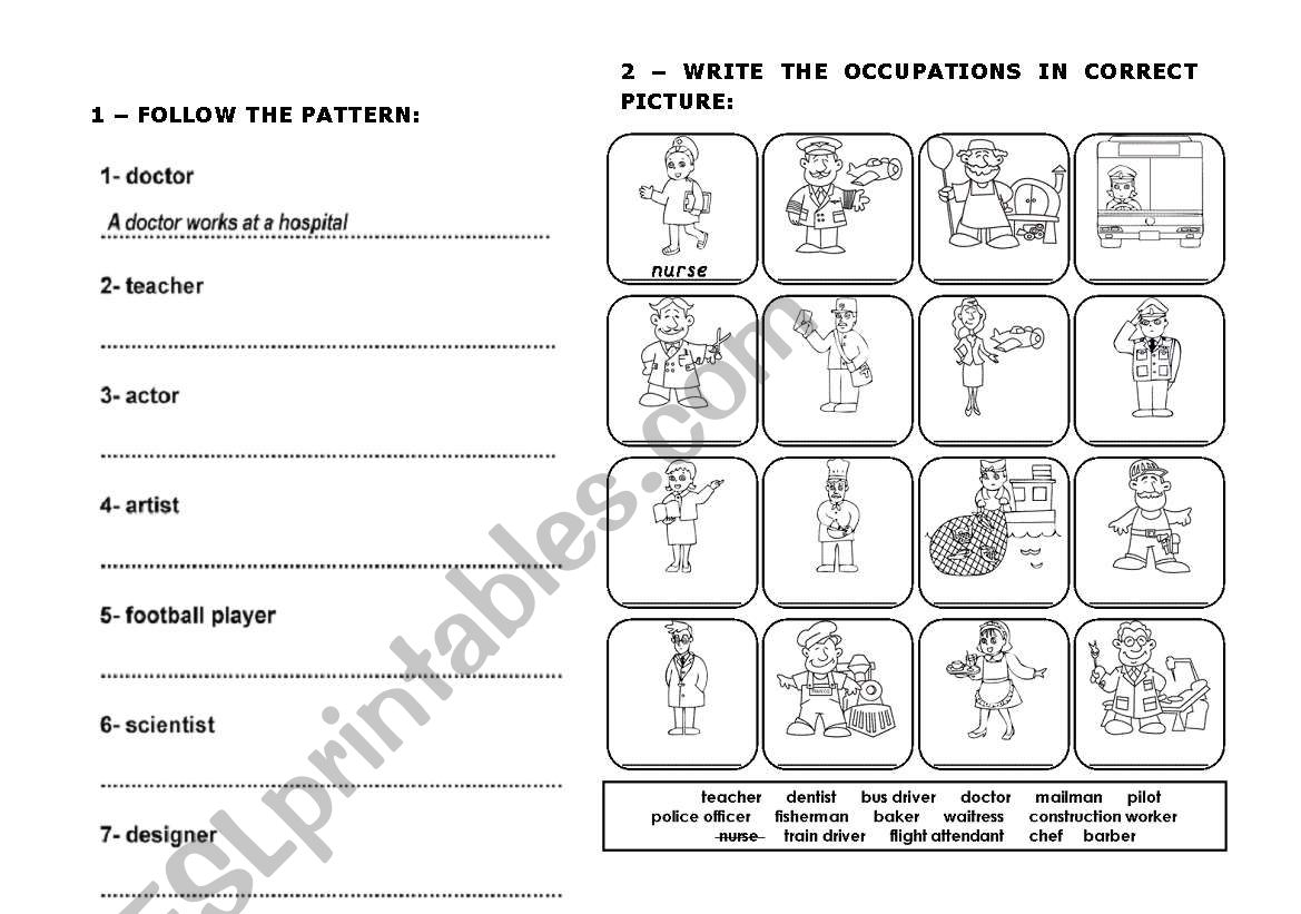 OCCUPATIONS worksheet