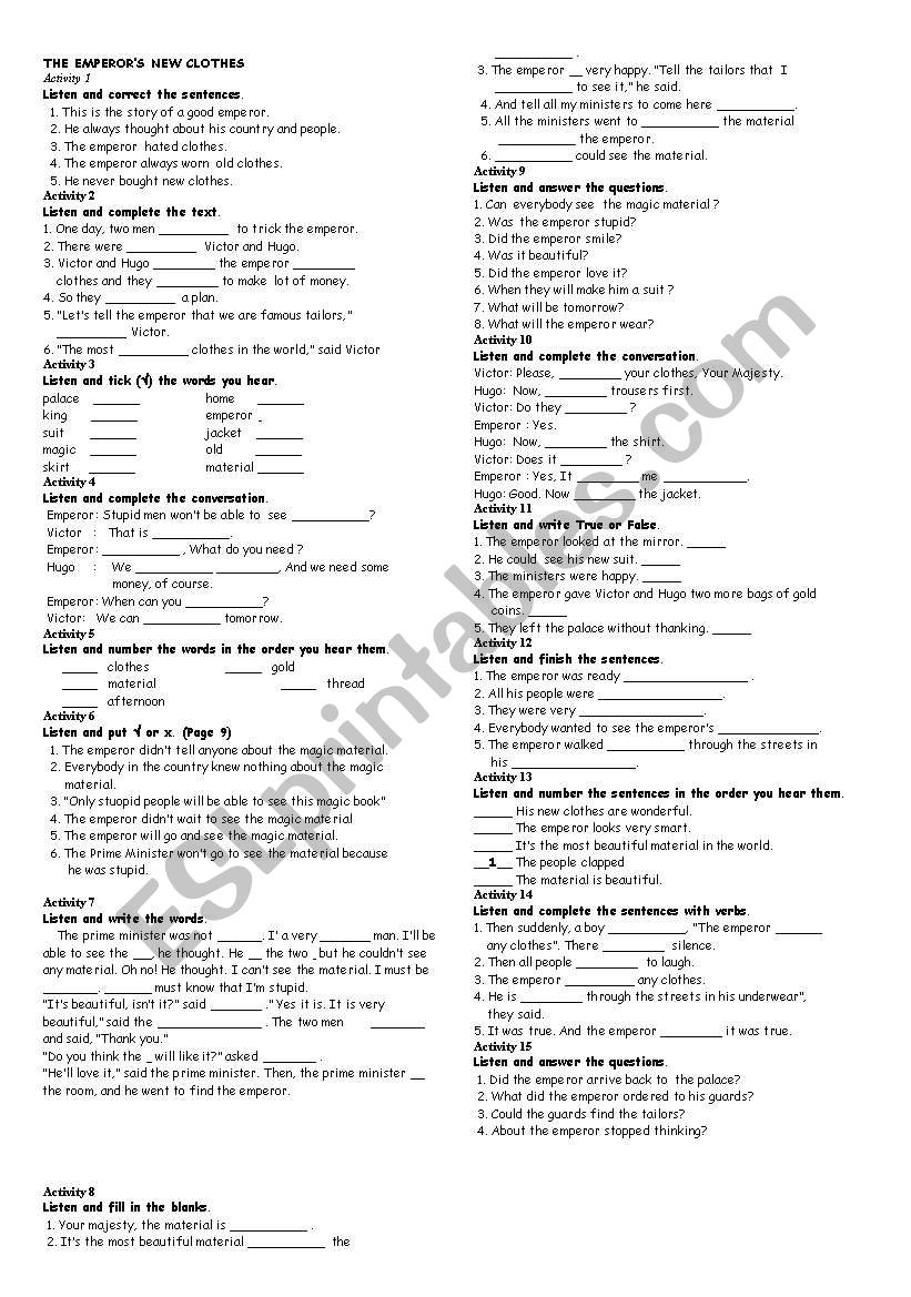 Listening comprehension worksheet