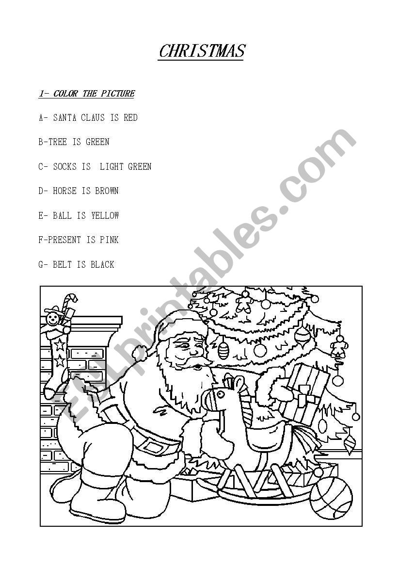 CHRISTMAS AND COLOURS worksheet