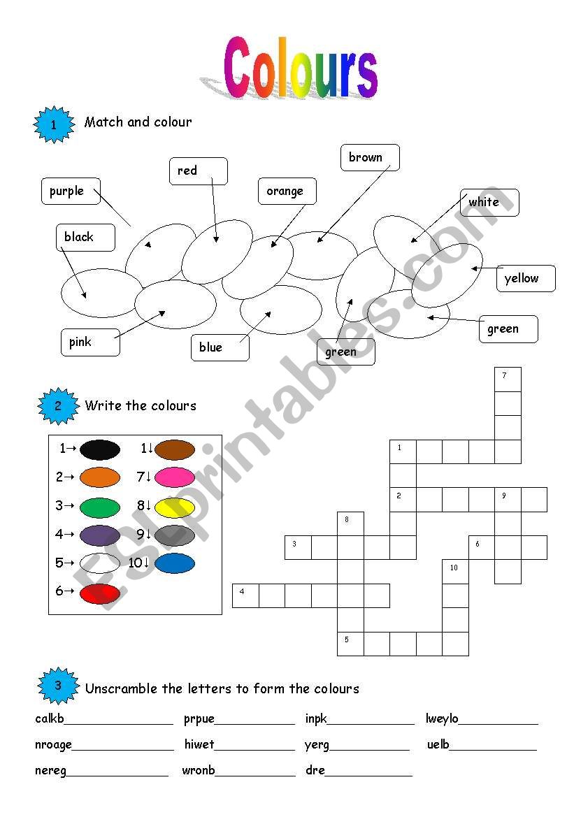 Colours worksheet