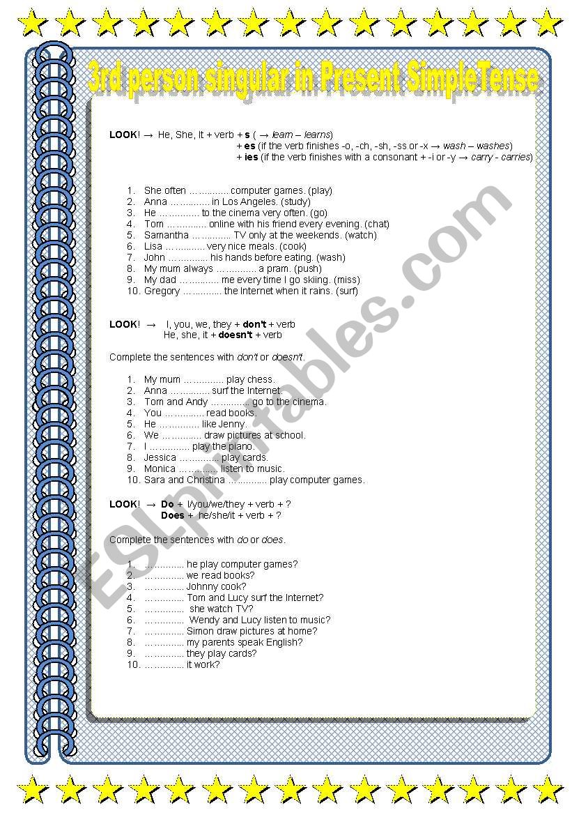 3rd person singular in Present Simple Tense