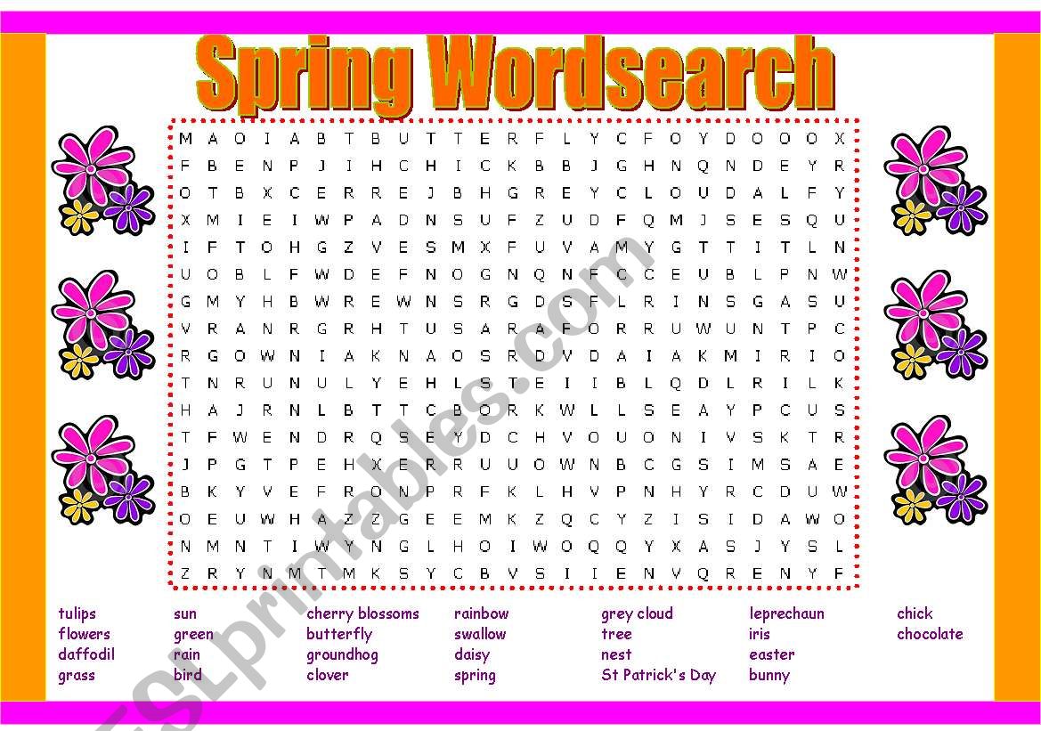 Spring Wordsearch worksheet