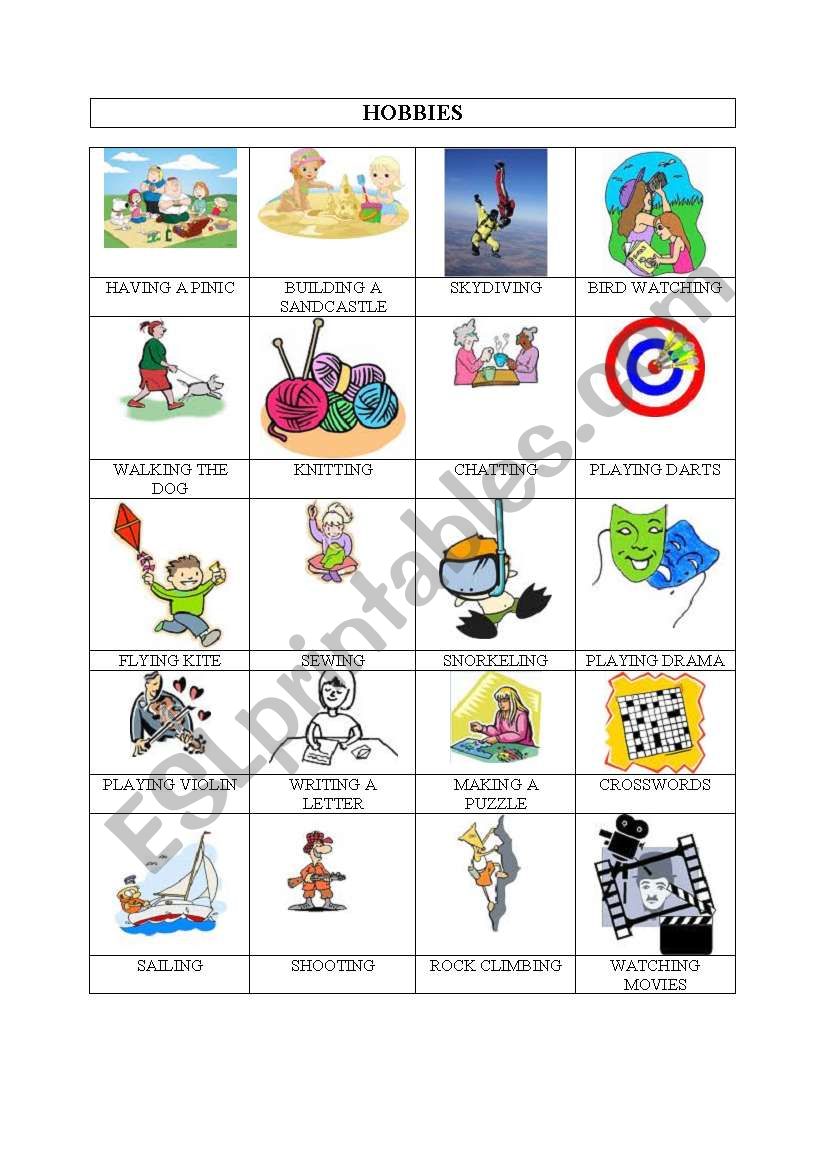 HOBBIES PART II worksheet