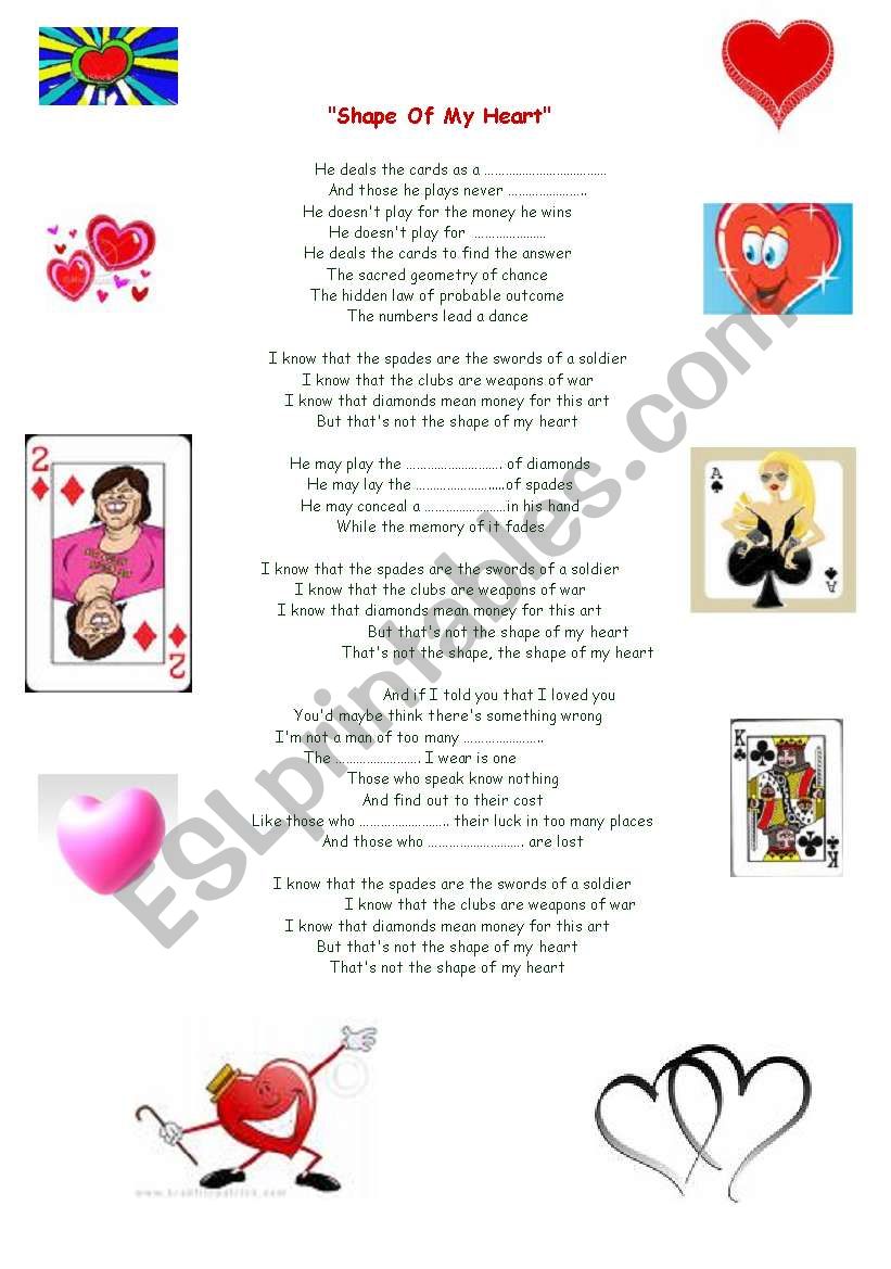 shape of my heart worksheet