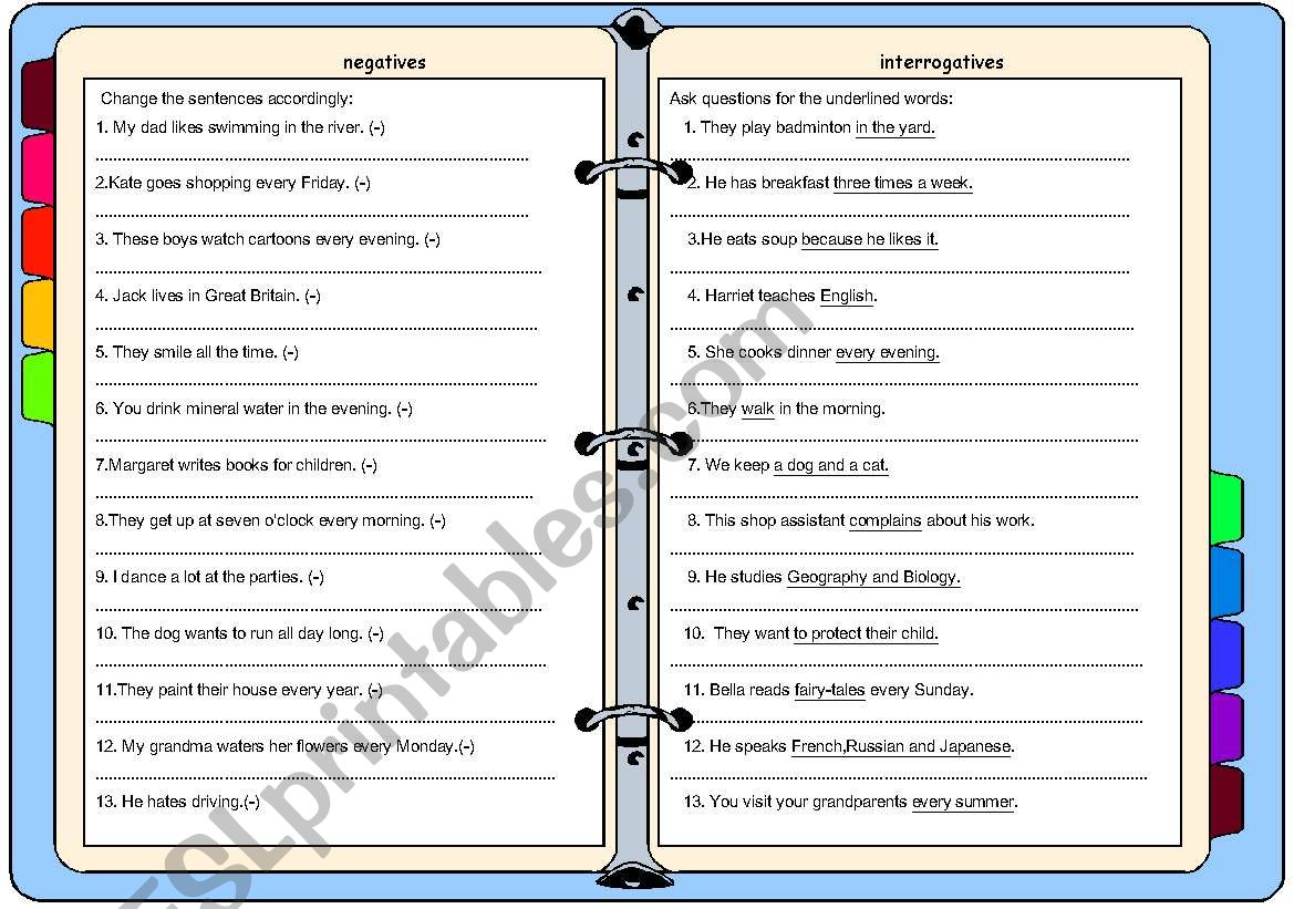 present simple -interrogatives and negatives