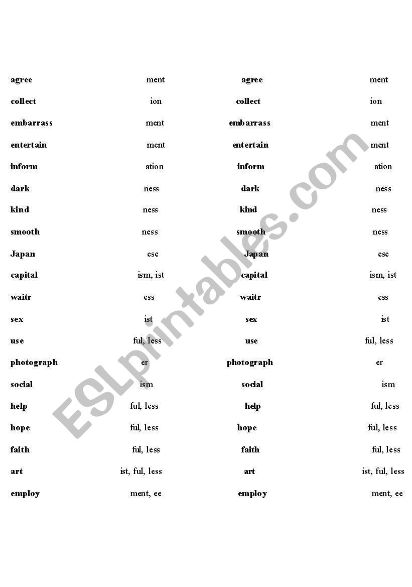 suffixes worksheet