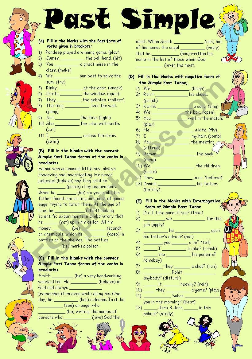 Exercises on Past Simple Tense (Editable with Key)