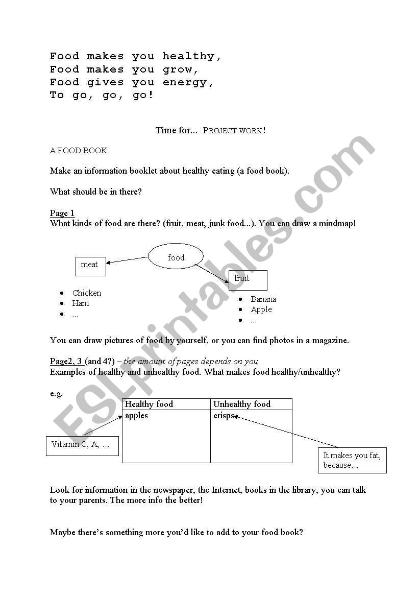Food book - project worksheet