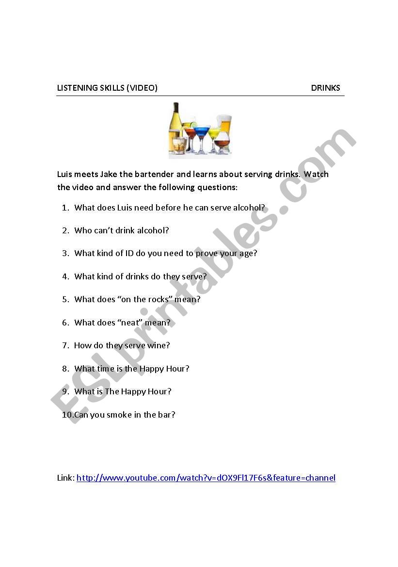 LISTENING COMPREHENSION: DRINKS