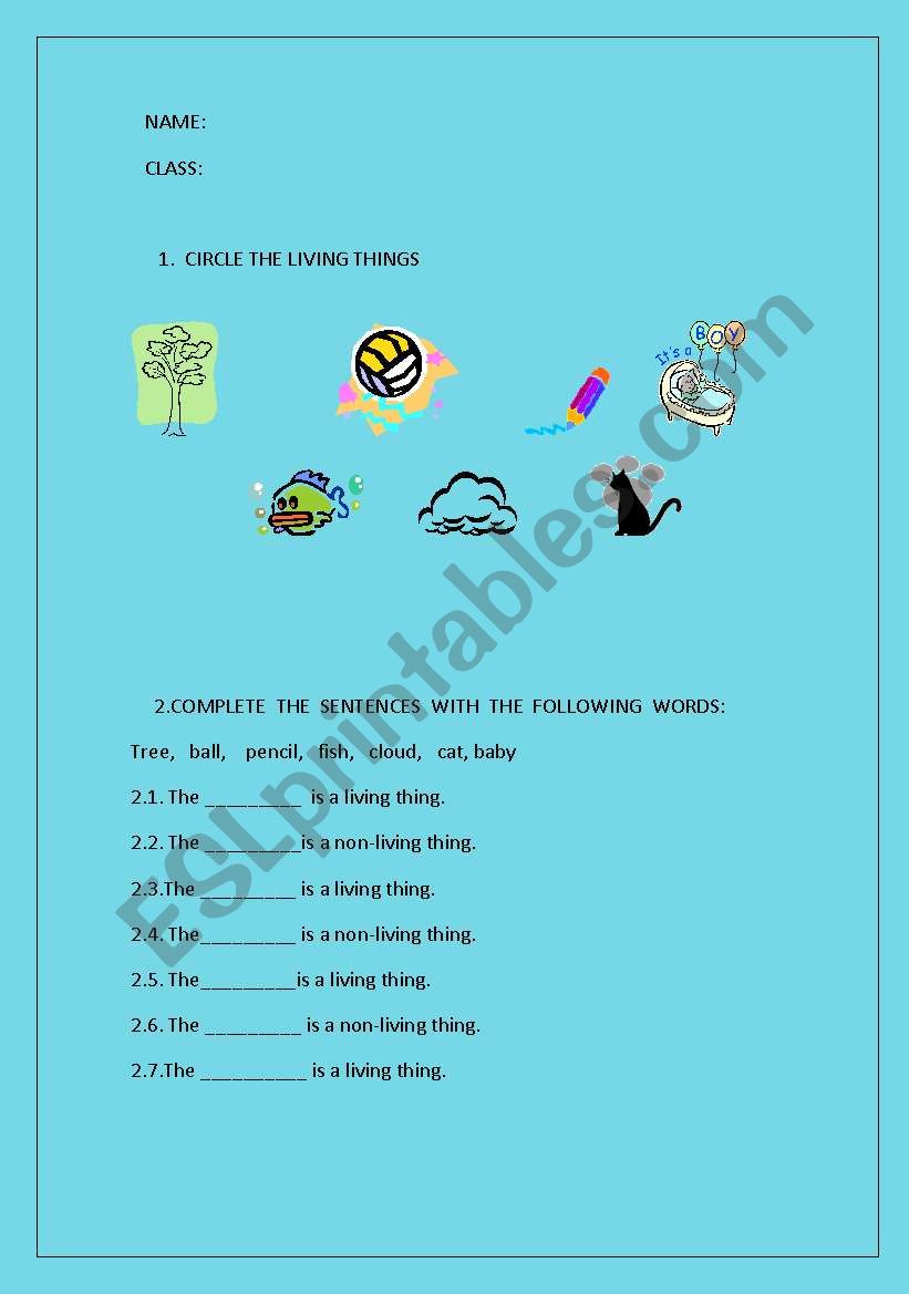 LIVING THINGS worksheet