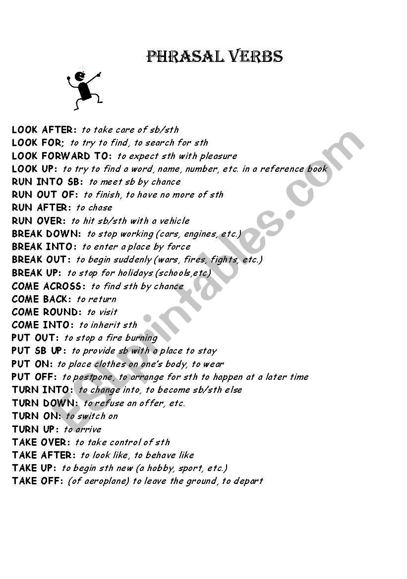 PHRASAL VERBS worksheet