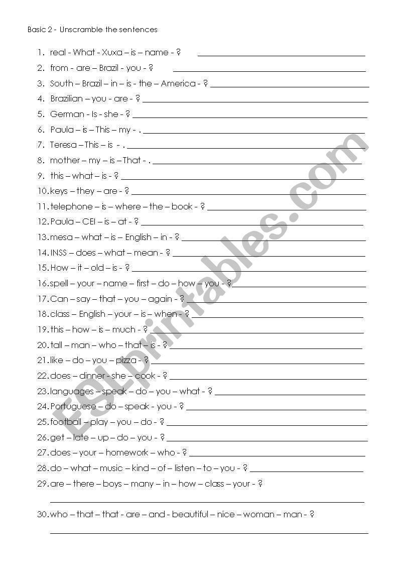 make up sentences worksheet