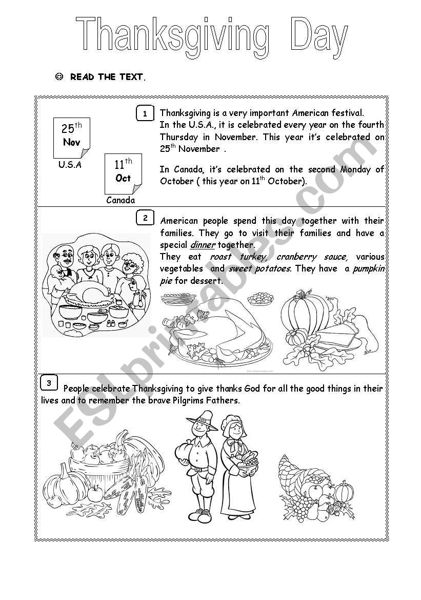 thanksgiving day worksheet