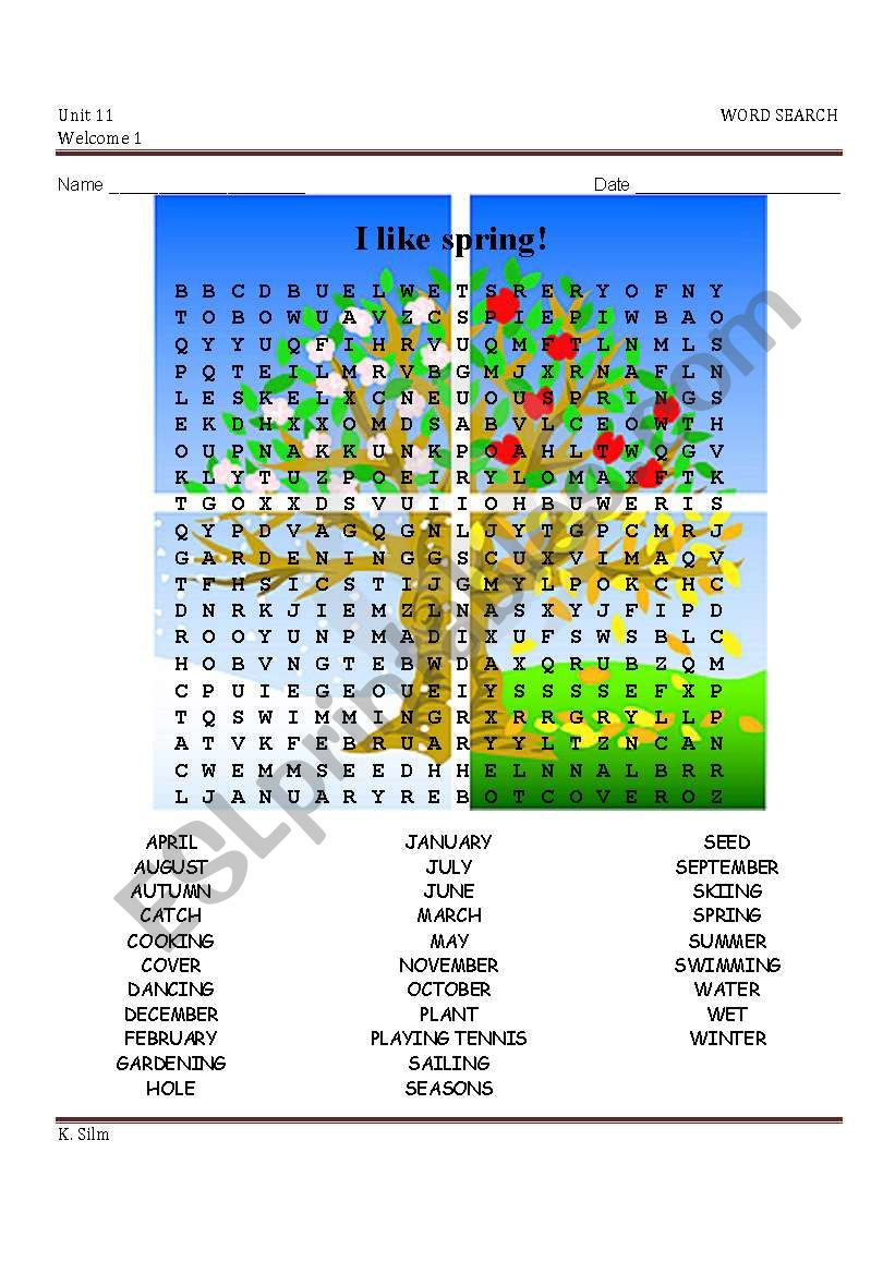 Seasons worksheet