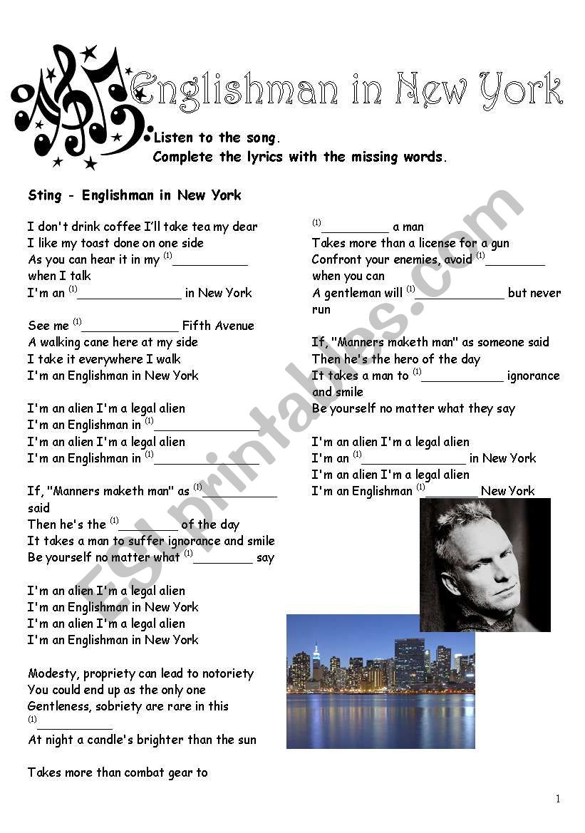 Five different songs 2/2 worksheet