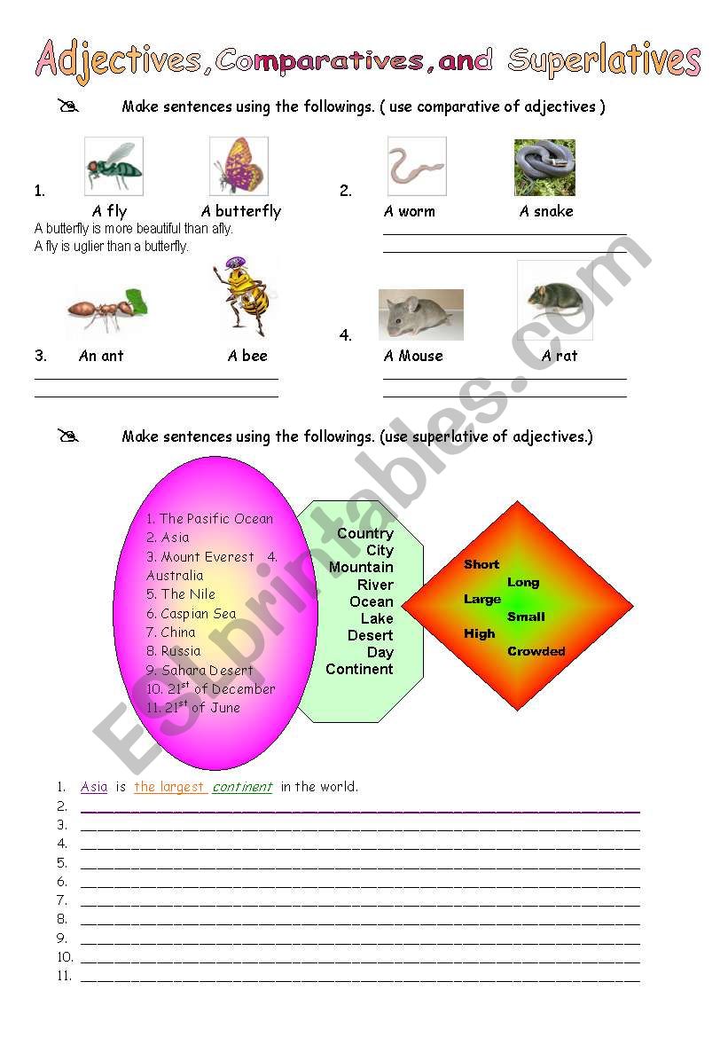 Comparatives and Superlatives worksheet