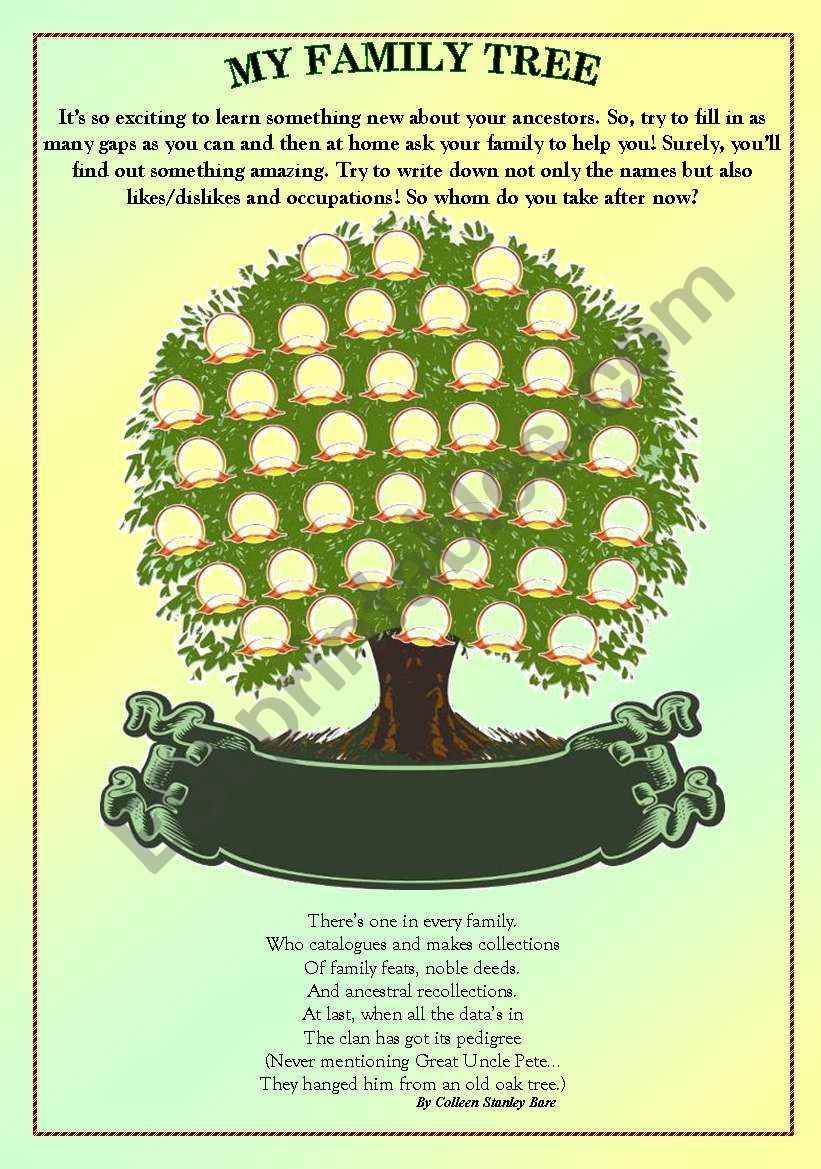 My family tree worksheet