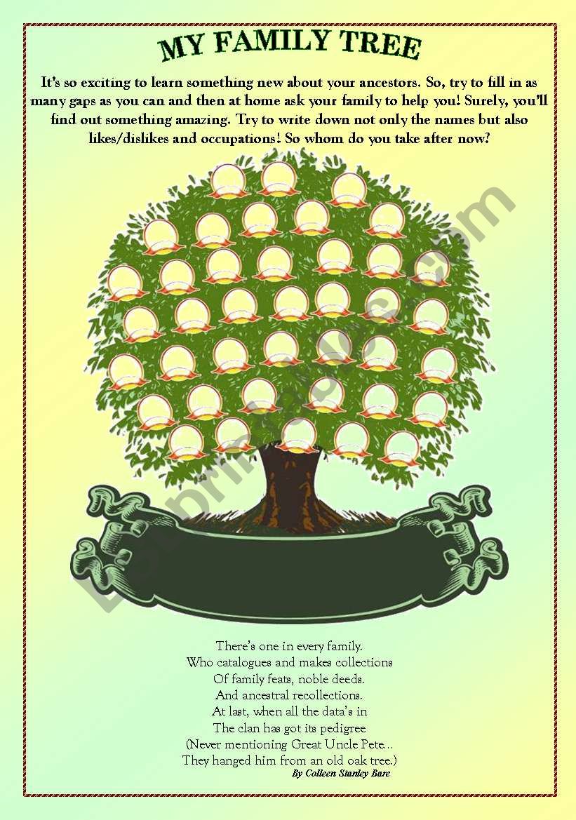 My family tree worksheet