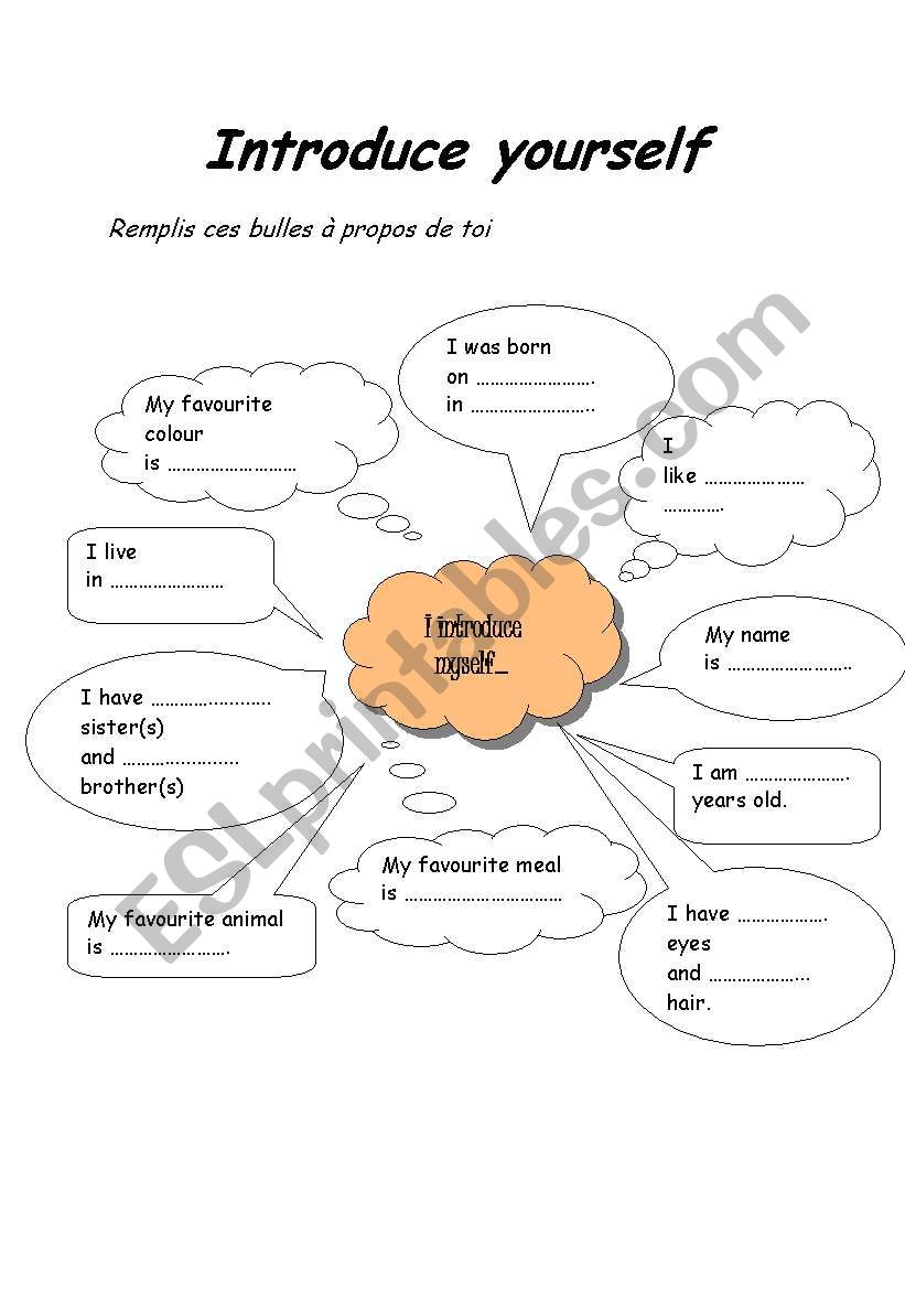English For Every One Introduce Yourself Worksheet