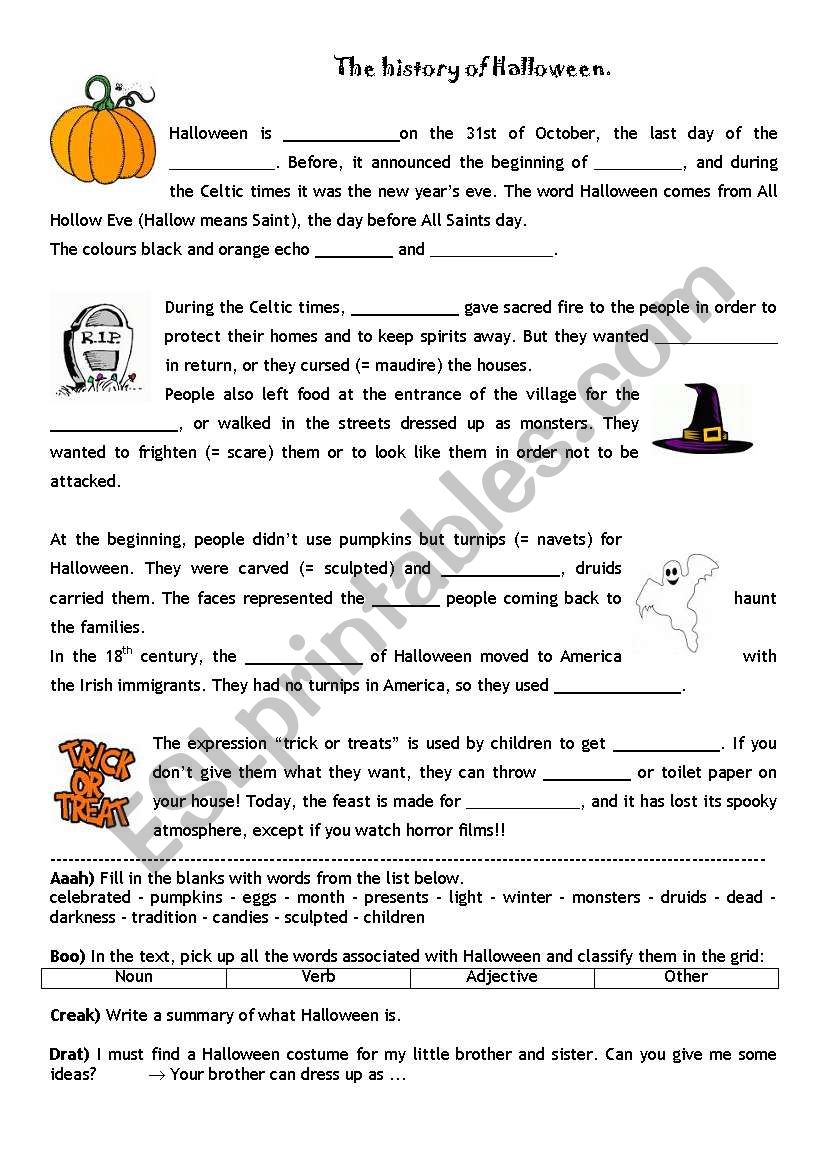 The History of Halloween - ESL worksheet by Poutche