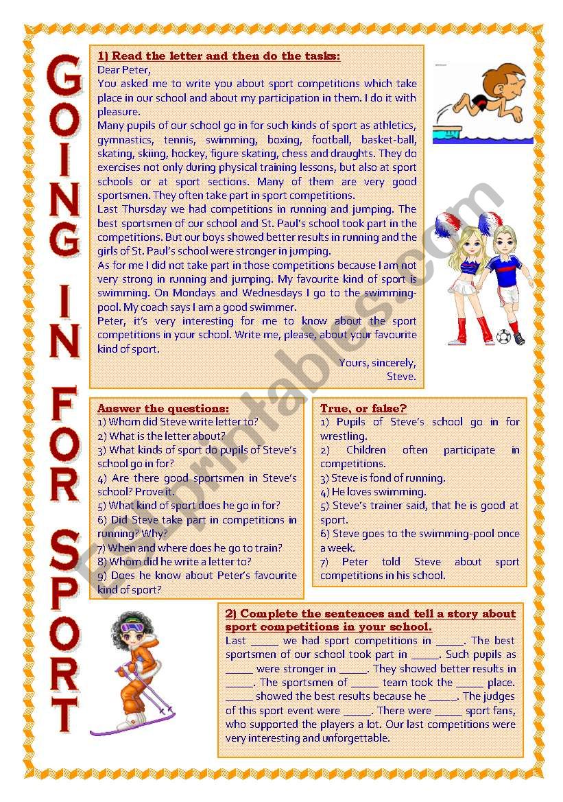 Sport worksheet