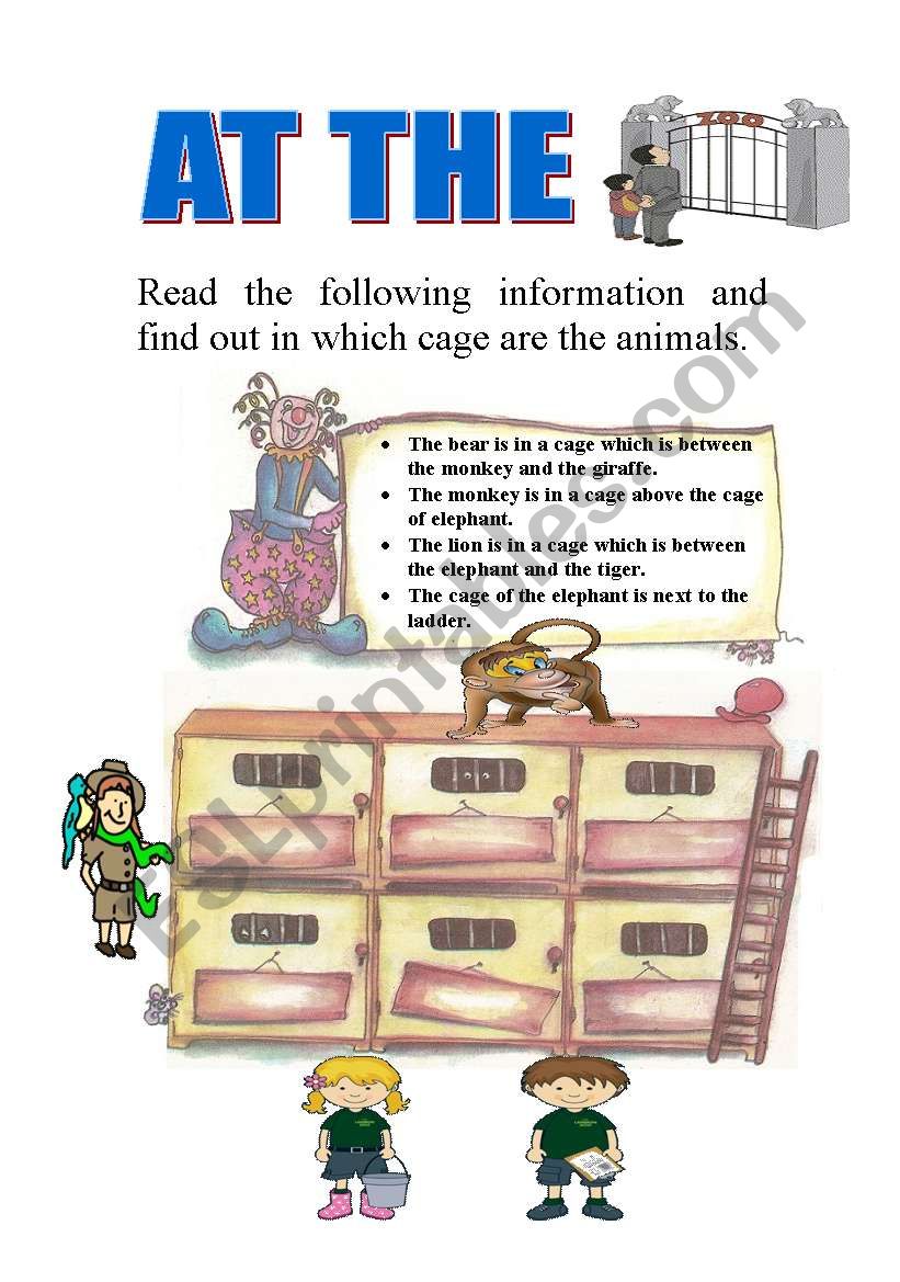 at the zoo-prepostions worksheet