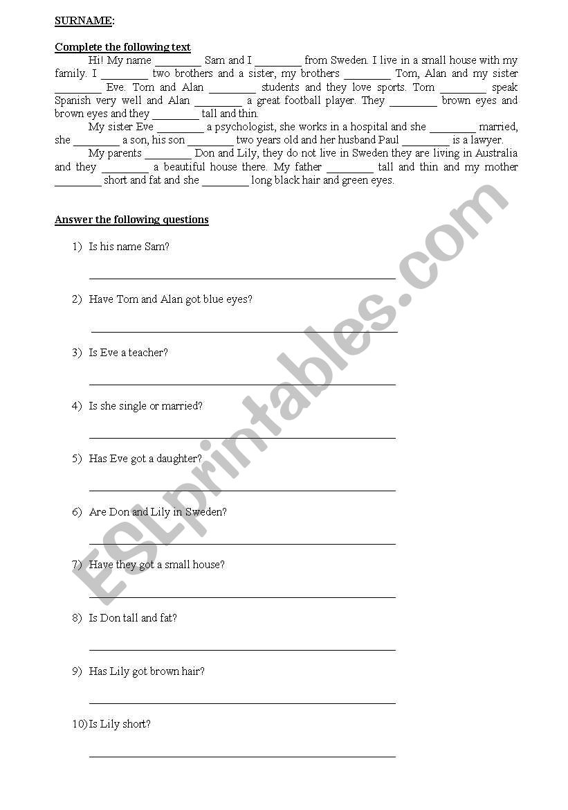 test worksheet