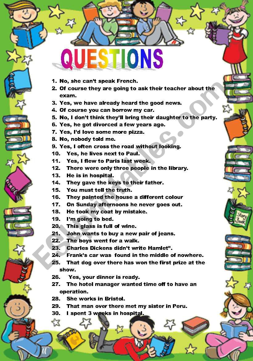 Printable Questions For Kids