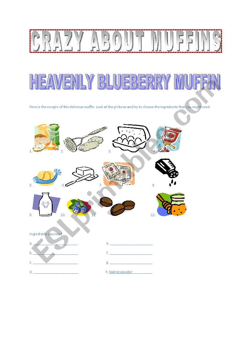 CRAZY ABOUT MUFFINS worksheet