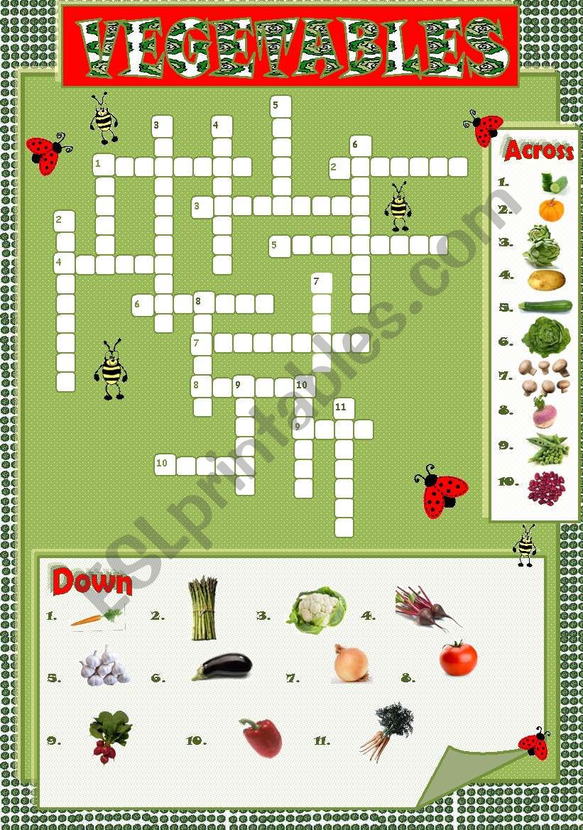 Vegetables - crossword worksheet