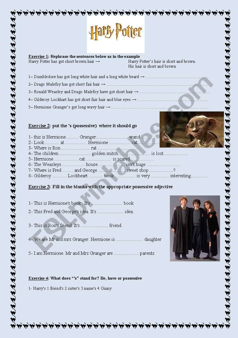 easy exercises related to Harry Potter and the Chamber of Secrets + KEYS