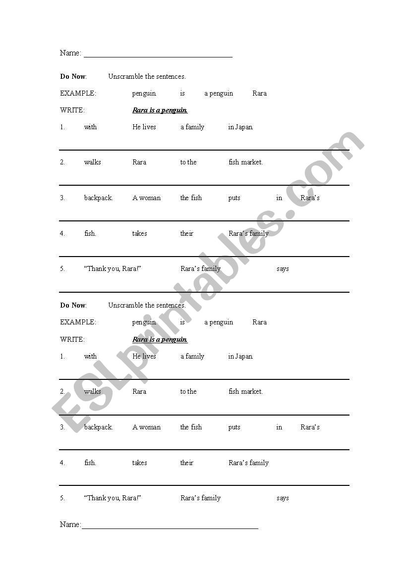 ESL worksheet